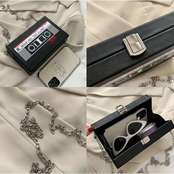 Medium Retro Cassette Tape Shoulder purse crossbody box bag, throwback, 90s, 80s - Picture 3 of 6